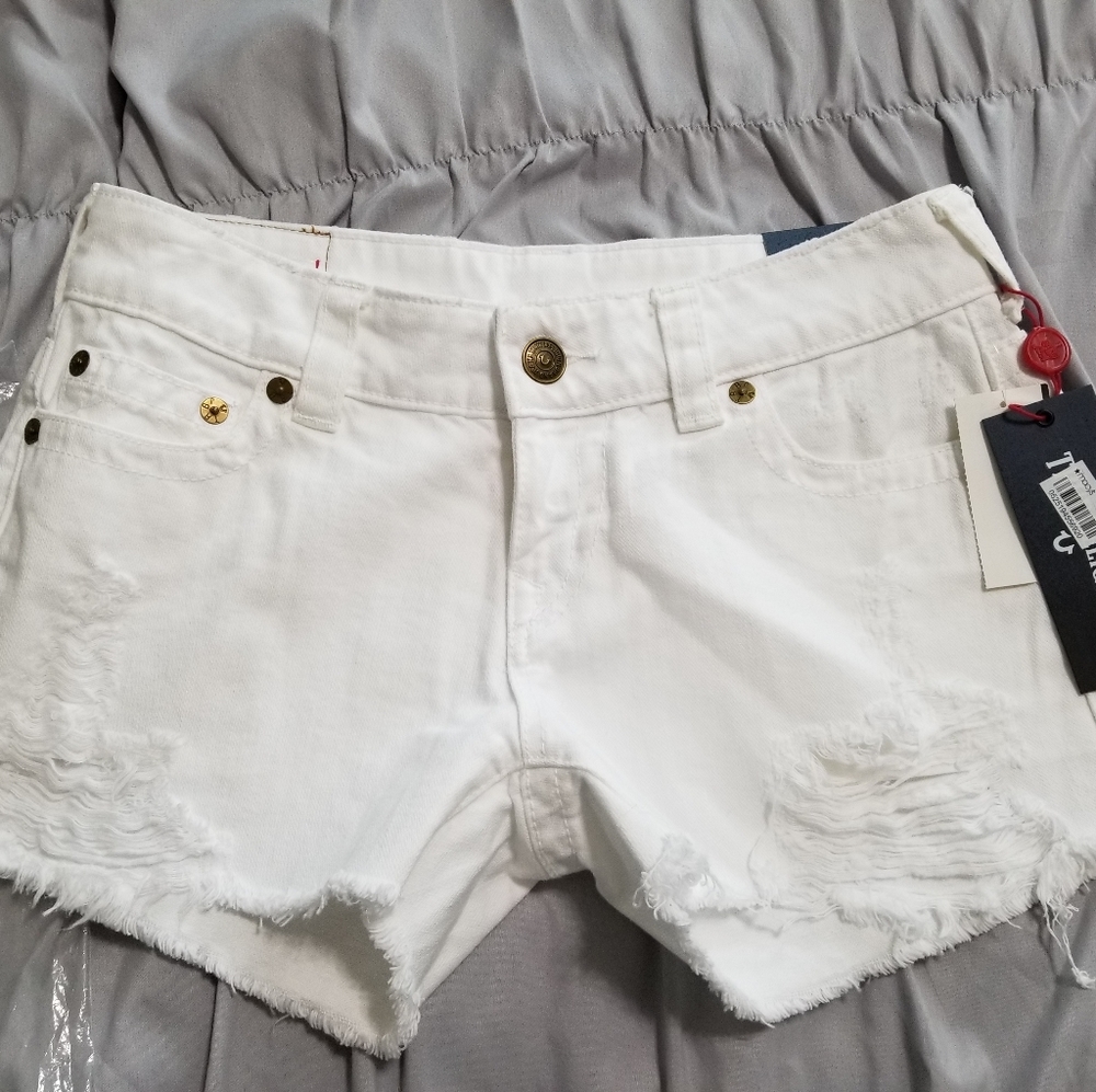 True Religion Keira Ripped Cutoff Shorts